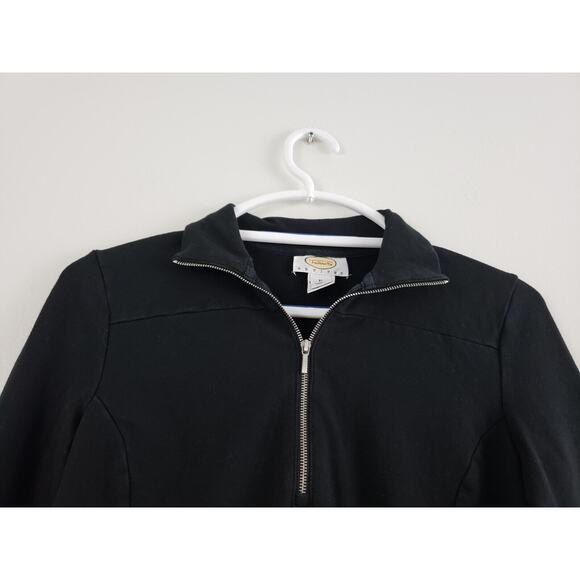 (O4) Talbots Womens Sweater Size XS Scoop Mock Neck Pullover Black Top - Picture 6 of 8